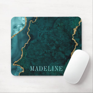 Moderne Wasserfarbe Aquamarin Marble Geode Mousepad