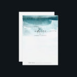 Moderne Wasserfarbe | Aquamarine Hochzeitsratenkar Hinweiskarte<br><div class="desc">Diese moderne aquamarine Hochzeitsratenkarte in Aquarell eignet sich hervorragend für eine stilvolle Hochzeit und eignet sich für jede Veranstaltung. Die minimalistische, klassische und elegante Kollektion bietet einfache Wasserfarbenpinselstriche in hübschen Schmucktönen. Diese Ratschläge können als Gästebuchalternative für Hochzeitsempfang, Brautparty, Babydusche oder Abschlussfeier verwendet werden. Personalisieren Sie die Karte mit den Namen...</div>