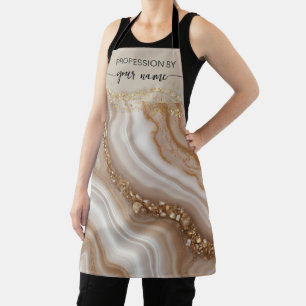 Moderne Wasserfarbe beige und gold Schriftzug indi Schürze