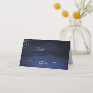 Moderne Wasserfarbe Blau Silber Tisch Nummer Platzkarte