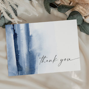 Moderne Wasserfarbe   Blue Dankykarte Dankeskarte