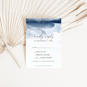 Moderne Wasserfarbe   Blue Song Request RSVP Card Karte