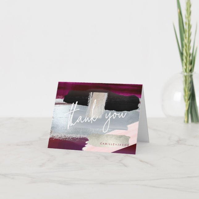Moderne Wasserfarbe, Burgund Blush Vielen Dank Dankeskarte (Vorderseite)