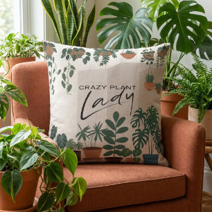 Moderne Wasserfarbe Crazy Pflanze Lady Houseplant Kissen