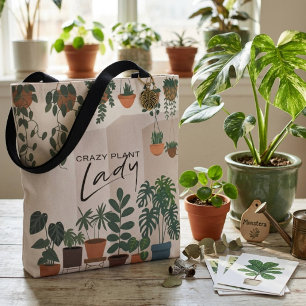 Moderne Wasserfarbe Crazy Pflanze Lady Houseplant Tasche
