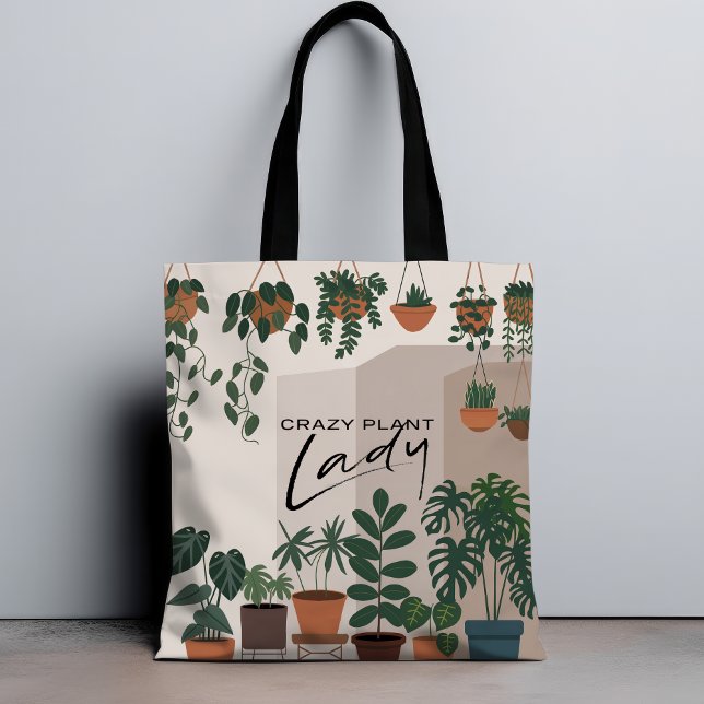 Moderne Wasserfarbe Crazy Pflanze Lady Houseplant Tasche (Von Creator hochgeladen)