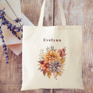 Moderne Wasserfarbe Elegante Herbst-Blumen-Brautju Tragetasche