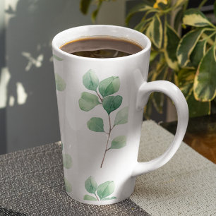 Moderne Wasserfarbe-Eukalyptus-Grün-Muster Milchtasse