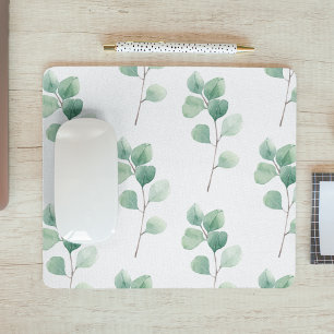 Moderne Wasserfarbe-Eukalyptus-Grün-Muster Mousepad