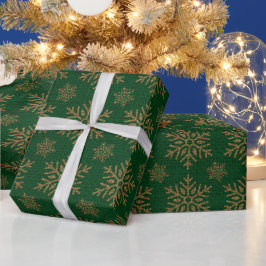 Moderne Wasserfarbe Golden Christmas Grün Geschenkpapier