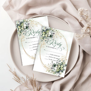 Moderne Wasserfarbe-Grün-Botanik-Hochzeit RSVP Karte