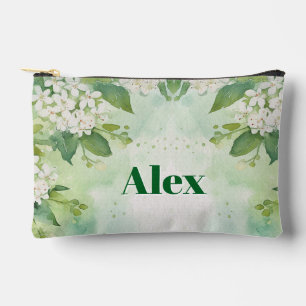 Moderne Wasserfarbe Grüne Blumen & personalisieren Zubehörtasche