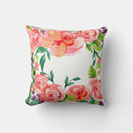 Moderne Wasserfarbe Hot Pink Koralle Pfirsichfarbe Kissen