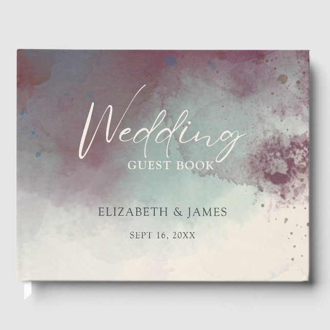 Moderne Wasserfarbe Jewel Tones Boho Wedding Gästebuch (Vorderseite)
