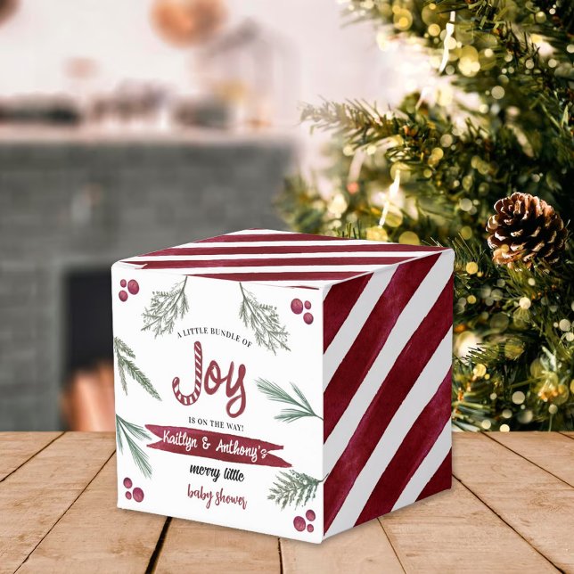 Moderne Wasserfarbe "Joy" Candy Cane Baby Dusche Geschenkschachtel (Von Creator hochgeladen)