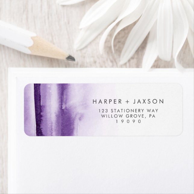 Moderne Wasserfarbe | Lila Rücksendeadresse (Insitu)