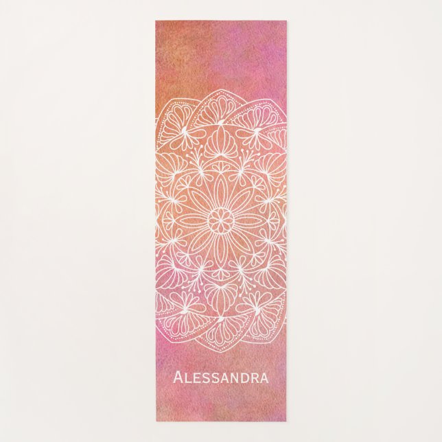Moderne Wasserfarbe Mandala Personalisiert Yogamatte (Vorderseite)