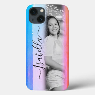 Moderne Wasserfarbe mit eigenem Foto und Namen Case-Mate iPhone Hülle