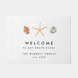 Moderne Wasserfarbe Muscheln Personalisiert Fußmatte