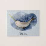 Moderne Wasserfarbe Narwhal Blauer Ozean Personali<br><div class="desc">Modern Watercolor Narwhal Blue Ocean</div>