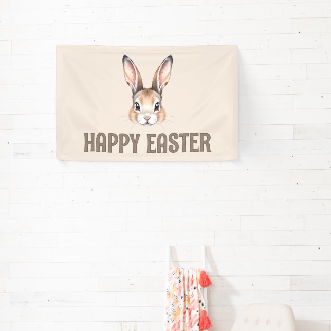 Moderne Wasserfarbe Niedlich Ostern Bunny Neutral Banner (InSitu)