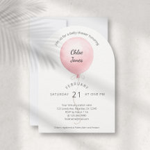 Moderne Wasserfarbe Pink Ballon Babydusche