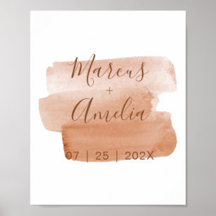 Moderne Wasserfarbe-Pinselstrich-Hochzeitswand-Dru Poster