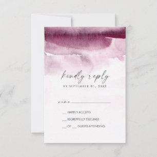 Moderne Wasserfarbe   Red Simple RSVP Card