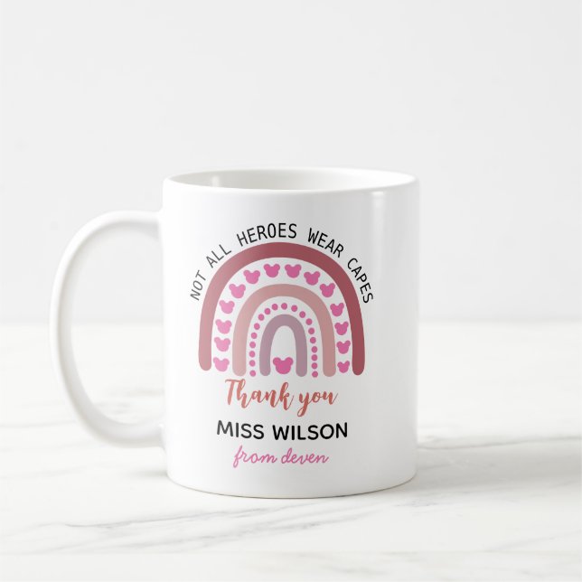 Moderne Wasserfarbe Regenbogen-Lehrer Danke  Kaffeetasse (Links)