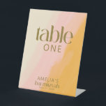 Moderne Wasserfarbe Rosa Gelbe Bat Mitzvah Tisch Sockelschild<br><div class="desc">Modern Boho Wasserfarbe Rosa Gelbe Bat Mitzvah Tischnummer Pedestelle Zeichen</div>