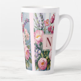 Moderne Wasserfarbe rosa Lavendelblüten Milchtasse