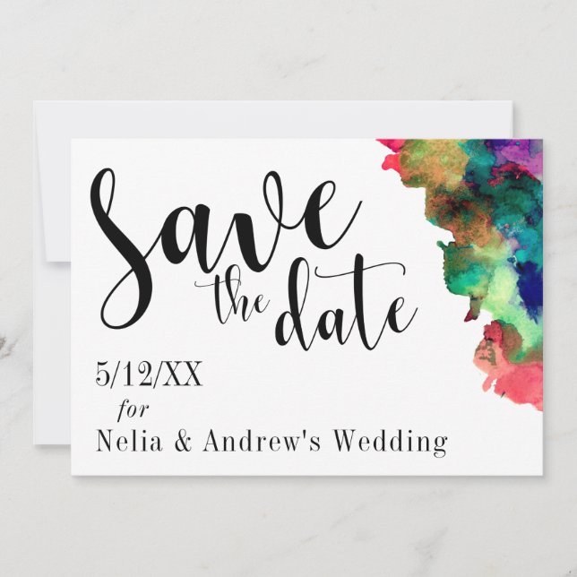 Moderne Wasserfarbe Save the Date (Vorderseite)