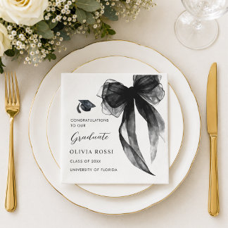 Moderne Wasserfarbe Schwarze Schleife Coquette Abs Serviette
