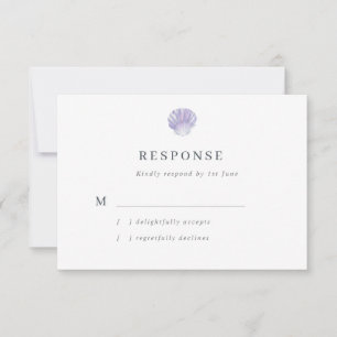 Moderne Wasserfarbe Seashell Lila Hochzeit RSVP Karte
