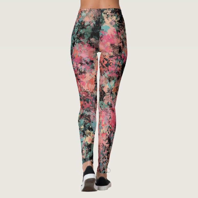 Moderne Wasserfarbe-Splatter-Muster Strandurlaub Leggings (Rückseite)