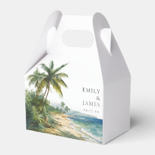 Moderne Wasserfarbe Tropische Strandhochzeit Geschenkschachtel