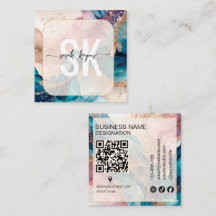 Moderne Wasserfarbe und Goldfolie Monogramm Qr Cod