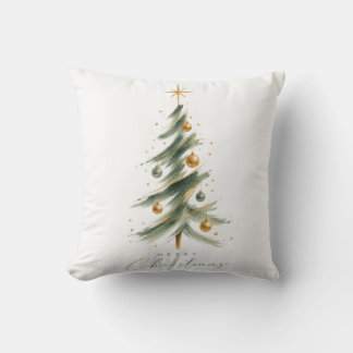 Moderne Wasserfarbe Weihnachtsbaum-Wurfkissen Kissen