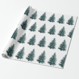 Moderne Wasserfarbe Winter Pine Grün Baum Weihnach Geschenkpapier