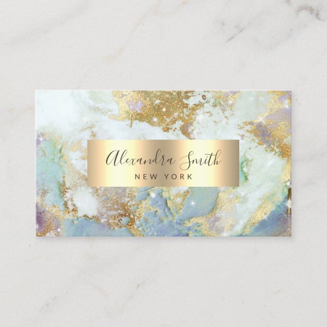 Moderne Wasserfarben Alkohol Tinte Gold Foil marmo Visitenkarte (Vorderseite)