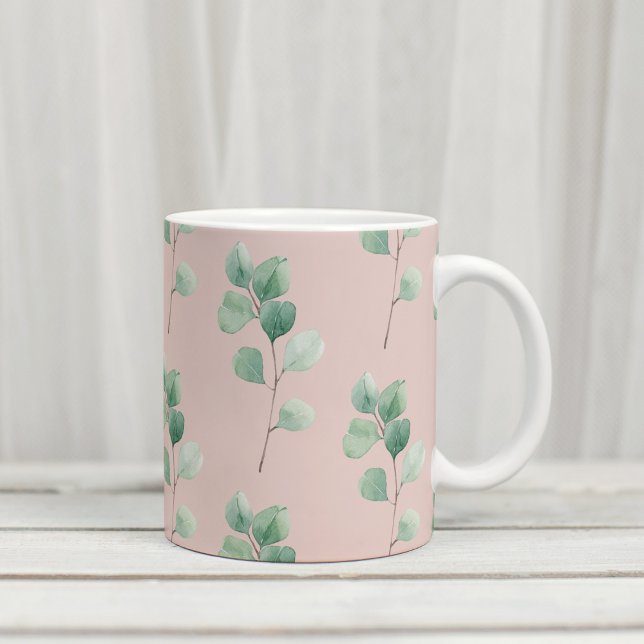 Moderne Wasserfarben-Blätter-Muster  Kaffeetasse (Von Creator hochgeladen)