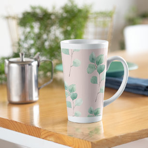 Moderne Wasserfarben-Blätter-Muster Milchtasse