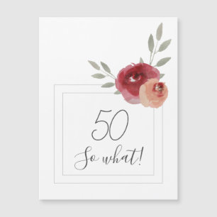 Moderne Wasserfarben-Blumen 50. Geburtstag Magnet