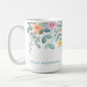 Moderne Wasserfarben Blumen Mädchenhaft Tropisch A Kaffeetasse