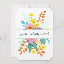 Moderne Wasserfarben Florals in hellen Farben Einladung