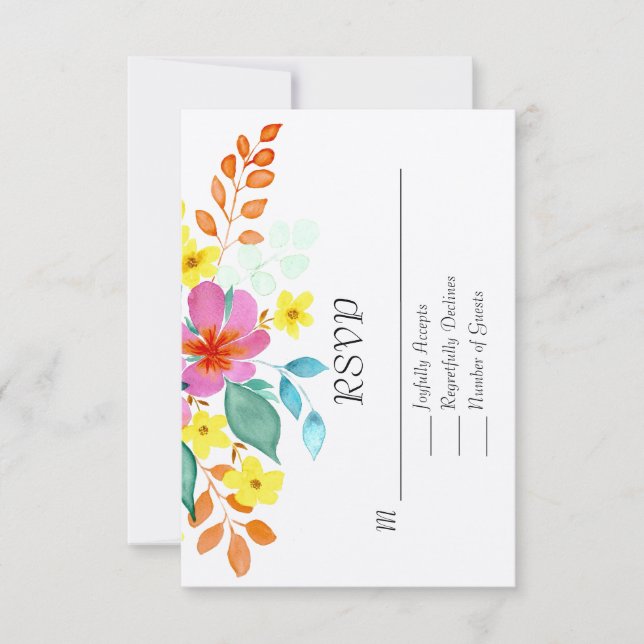 Moderne Wasserfarben Florals in lebhaften Farben Dankeskarte (Vorderseite)