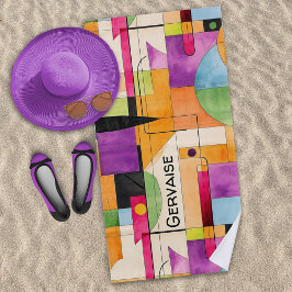 Moderne Wasserfarben Geometrisch Abstrakt Strandtuch