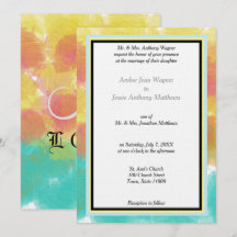 Moderne Wasserfarben Gerahmte Hochzeit