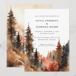 Moderne Wasserfarben Herbst Hochzeit im Freien Einladung