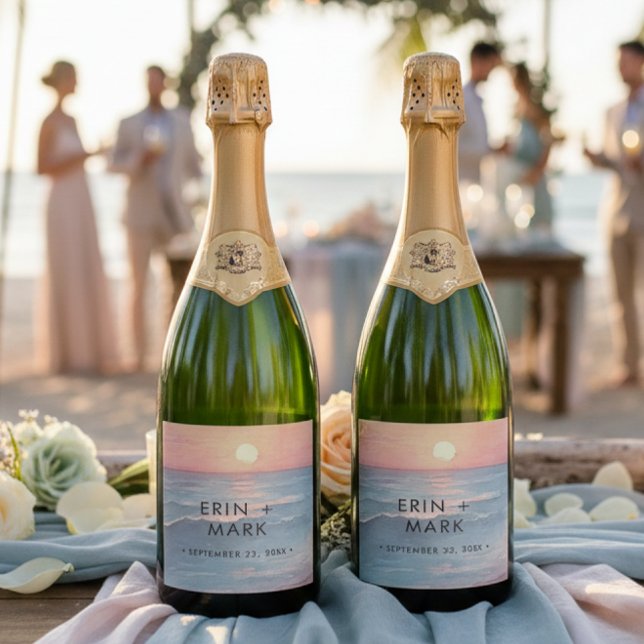 Moderne Wasserfarben-Hochzeit am Strand mit Sonnen (Von Creator hochgeladen)